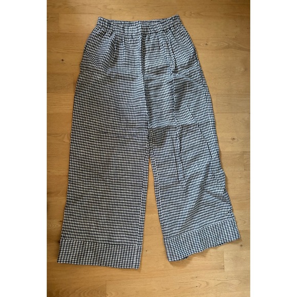 Reformation Gingham Wide Leg Pants Elastic Waist Trousers Pants Fernando Linen - Picture 4 of 9